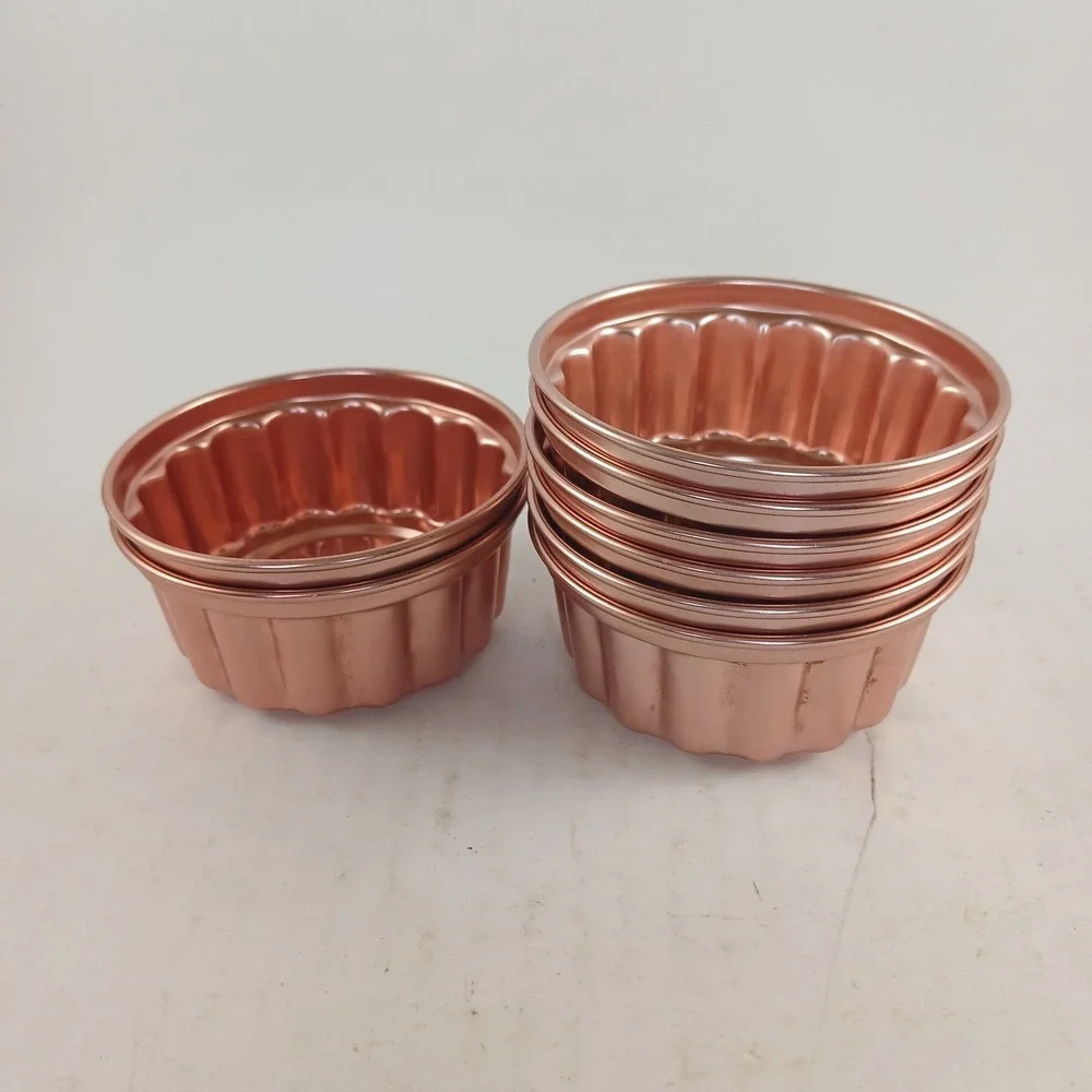 Copper-toned  Vintage Aluminum Individual Tart Jello-O Mold/Pan Set Of 8 3.5